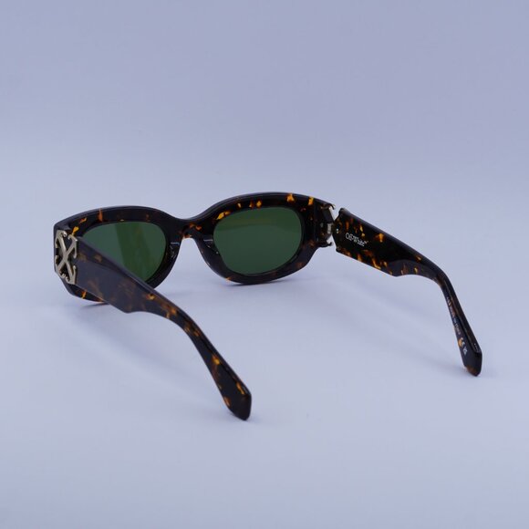 Off-White OERI14E PALMER 6055 Sunglasses Havana Oval Frame, Green Lenses main image 4
